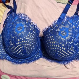 Cacique Lace pushup balconette bra, cobalt blue38D